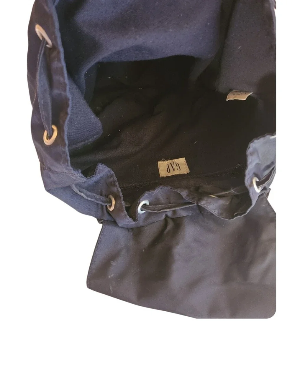 Vintage GAP Black Nylon Drawstring Backpack Rucksack Minimalist 90s Gorpcore